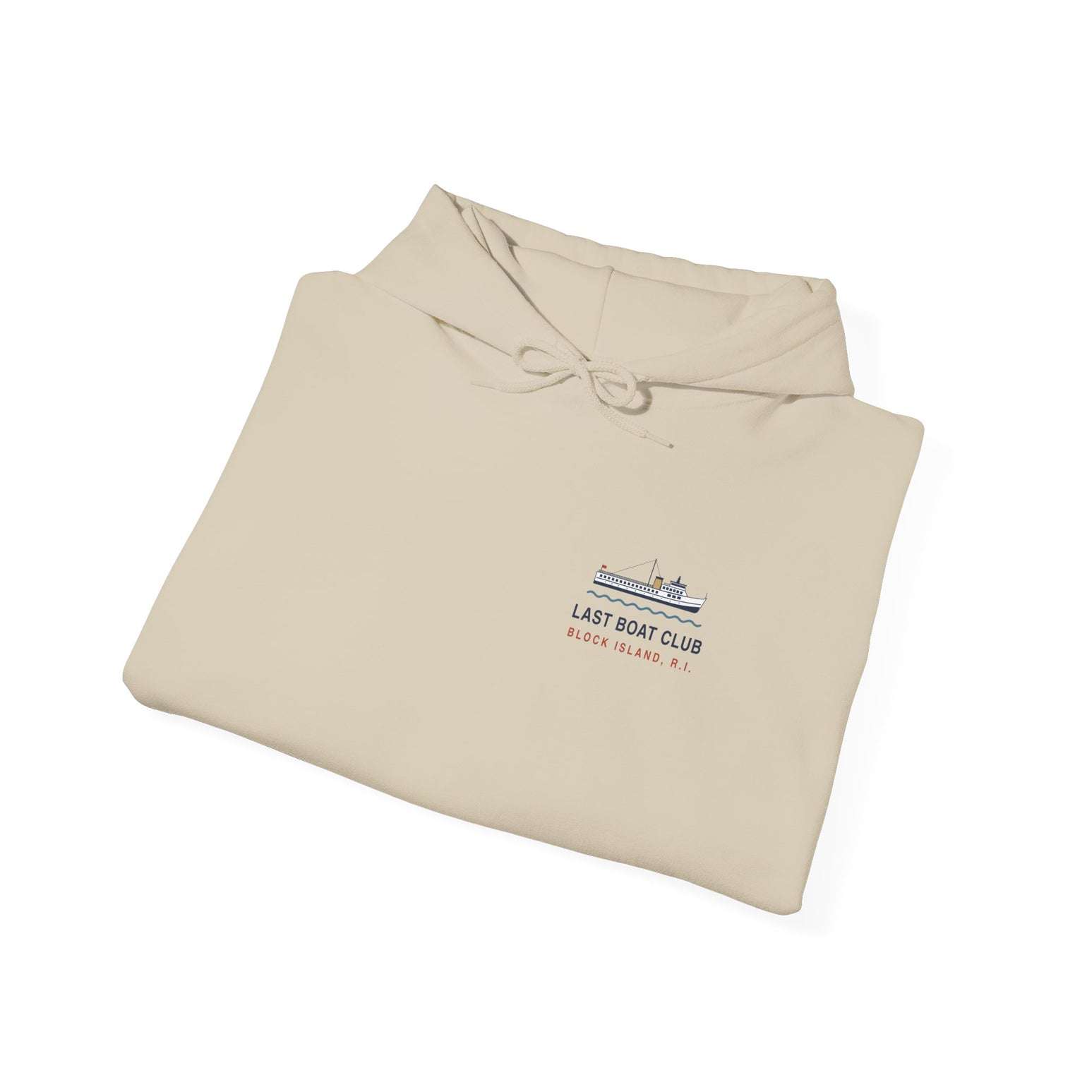 Last Boat Club hoodie: M/V BLOCK ISLAND ferry against a striped sunset, Block Island R.I. — view 20