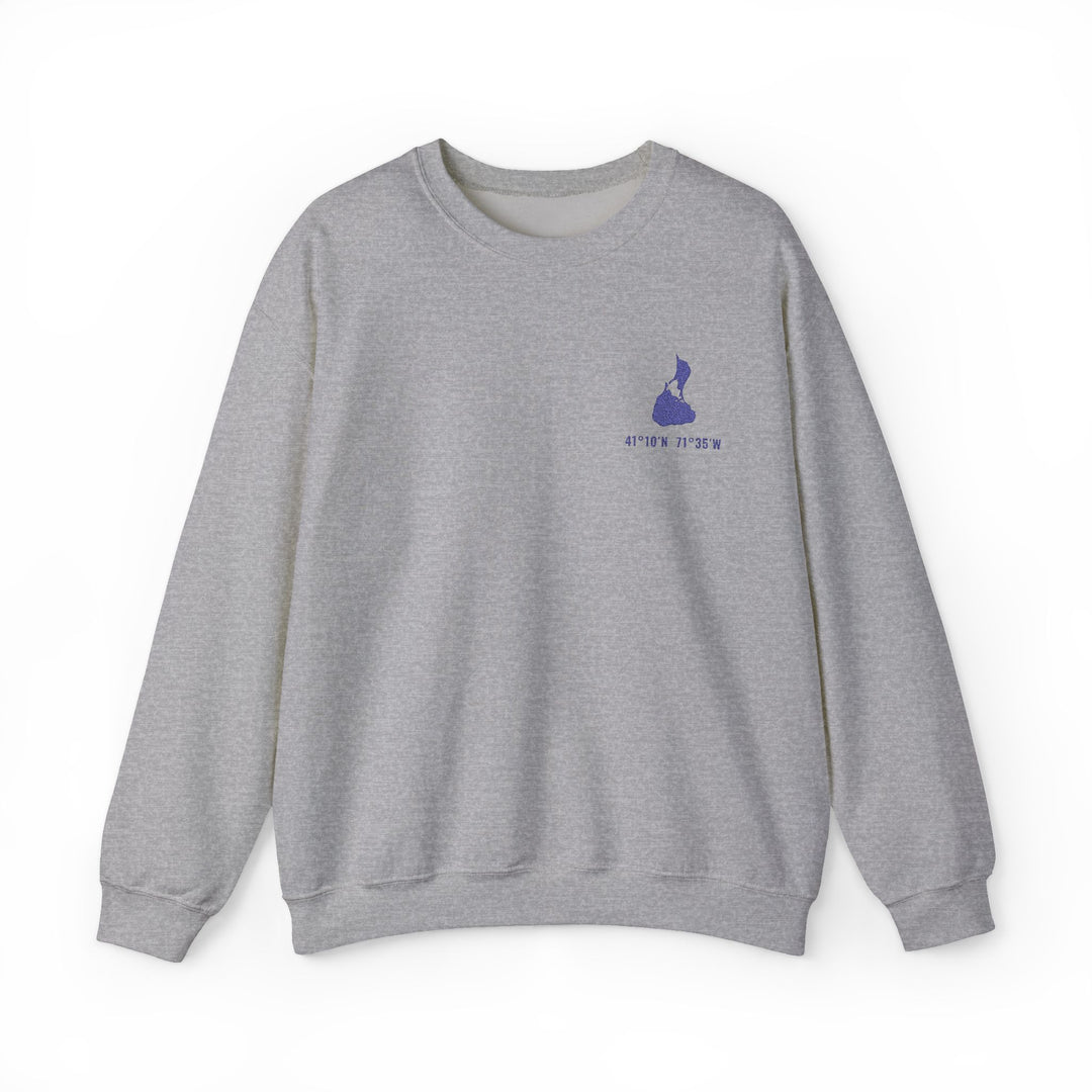 Block Island coordinates embroidered crewneck - view 4 - BlockBoundRI