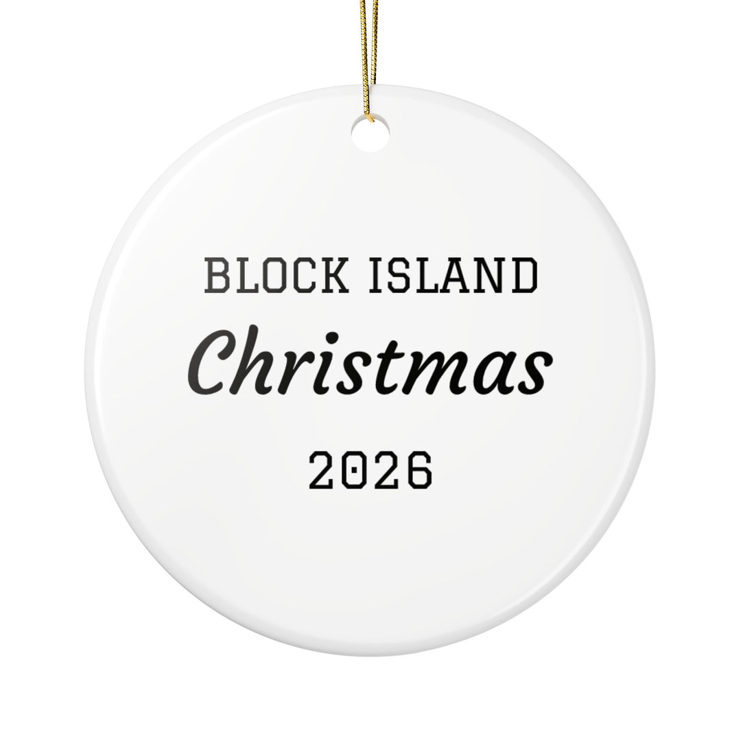 Back of Block Island Christmas 2026 ceramic ornament by BlockBoundRI