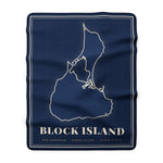 Block Island navy sherpa map blanket - view 3 - BlockBoundRI