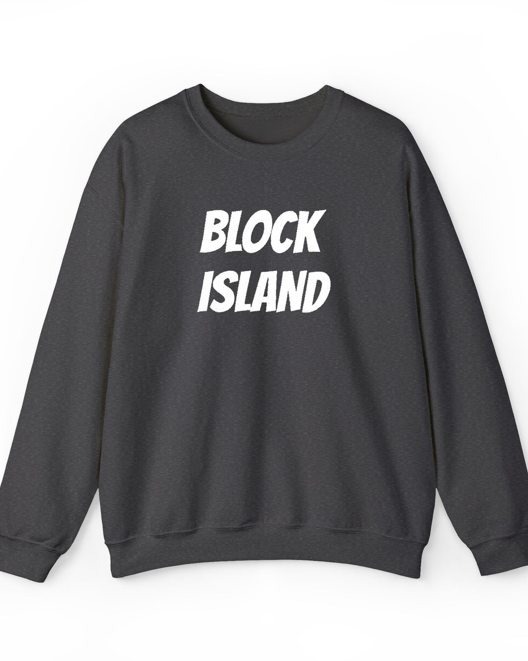 Block Island Embroidered Crewneck Sweatshirt in Dark Heather, BlockBoundRI