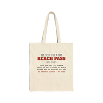 Block Island Beach Pass Canvas Tote Bag in Natural, BlockBoundRI