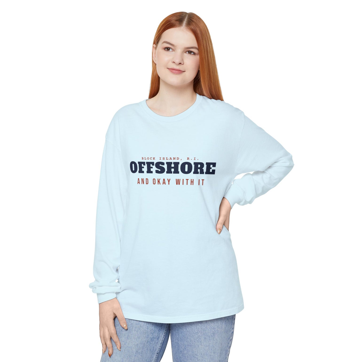 Offshore and Okay With It Block Island long sleeve tee, view 22 - BlockBoundRI