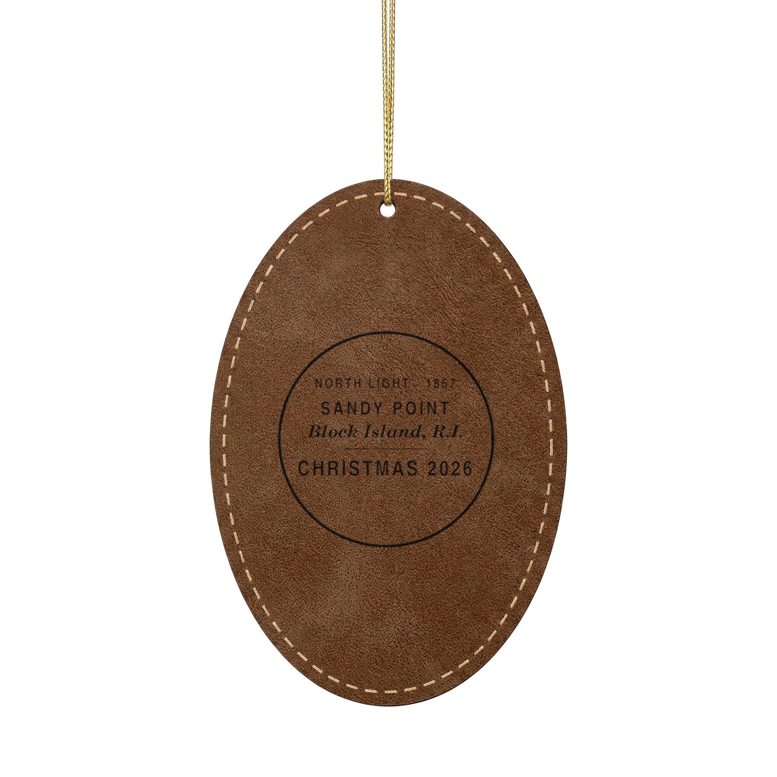 North Light Engraved Leatherette Ornament — Block Island's Original Christmas Light