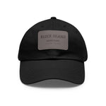 Block Island Coordinates Leather Patch Hat in Black / Grey patch, BlockBoundRI