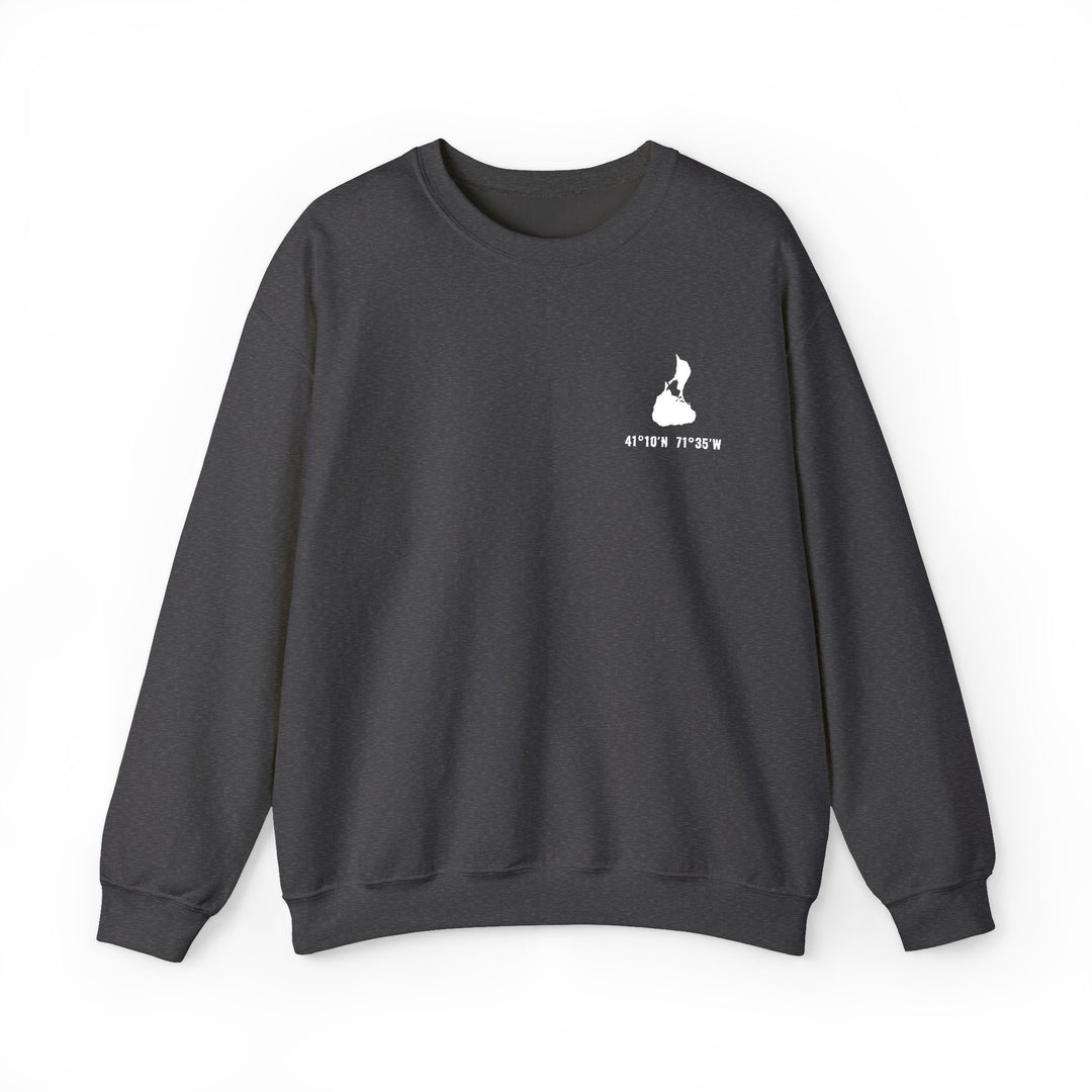 Block Island coordinates embroidered crewneck - view 6 - BlockBoundRI