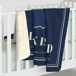 Block Island navy sherpa map blanket - view 6 - BlockBoundRI