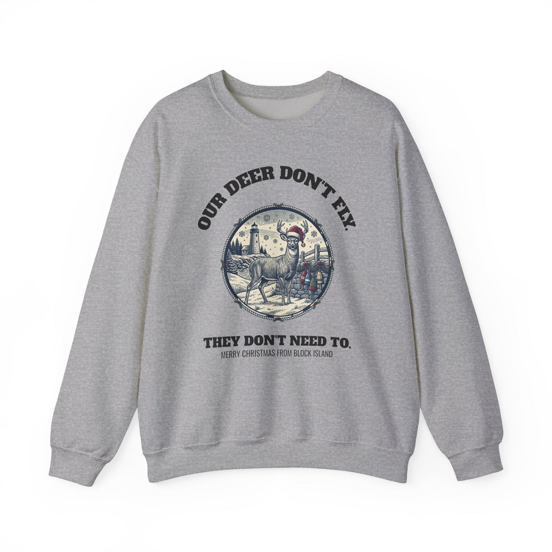 Block Island Christmas Sweatshirt in Sport Grey, BlockBoundRI