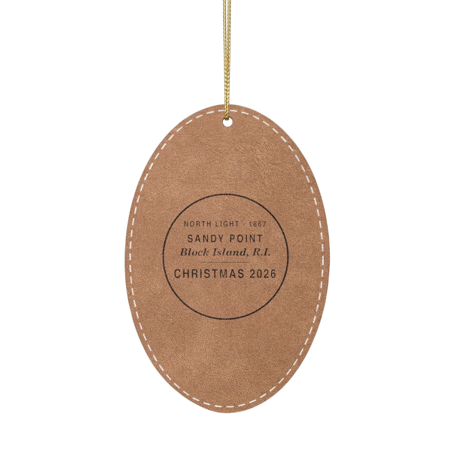 North Light Engraved Leatherette Ornament — Block Island's Original Christmas Light