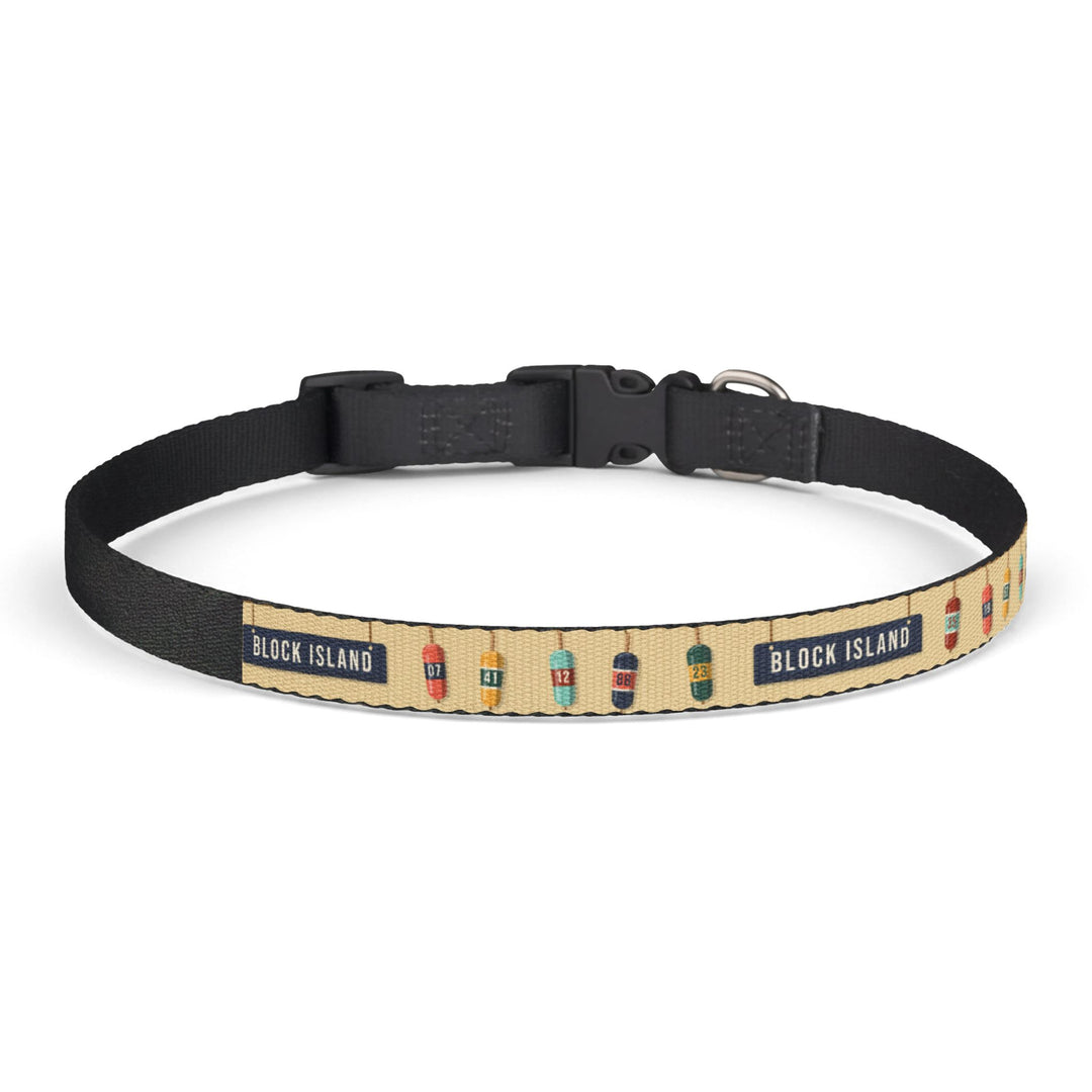 Lobster Buoys Dog Collar — Block Island Hand-Painted Buoy Printed Clip-On Collar