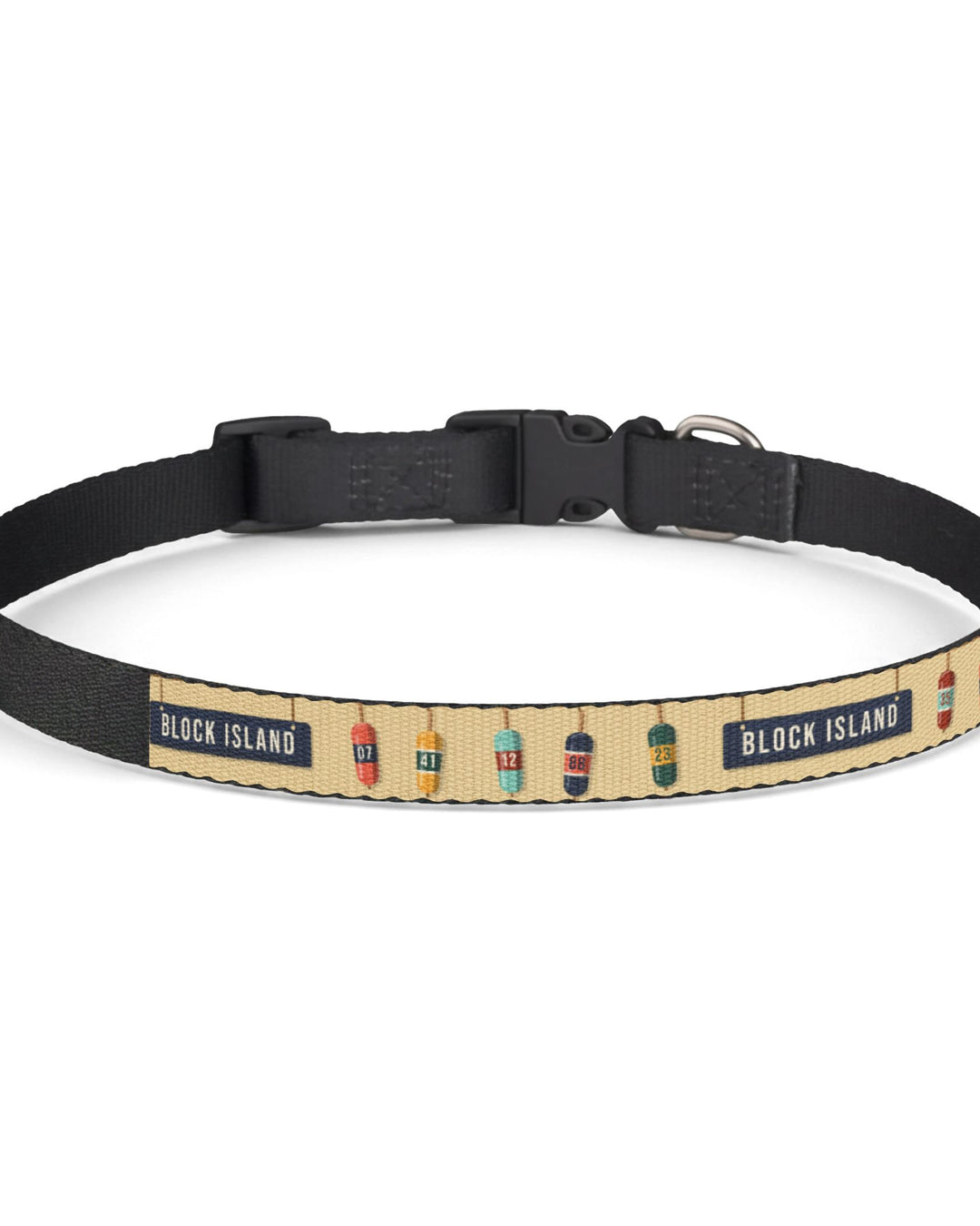 Lobster Buoys Dog Collar — Block Island Hand-Painted Buoy Printed Clip-On Collar