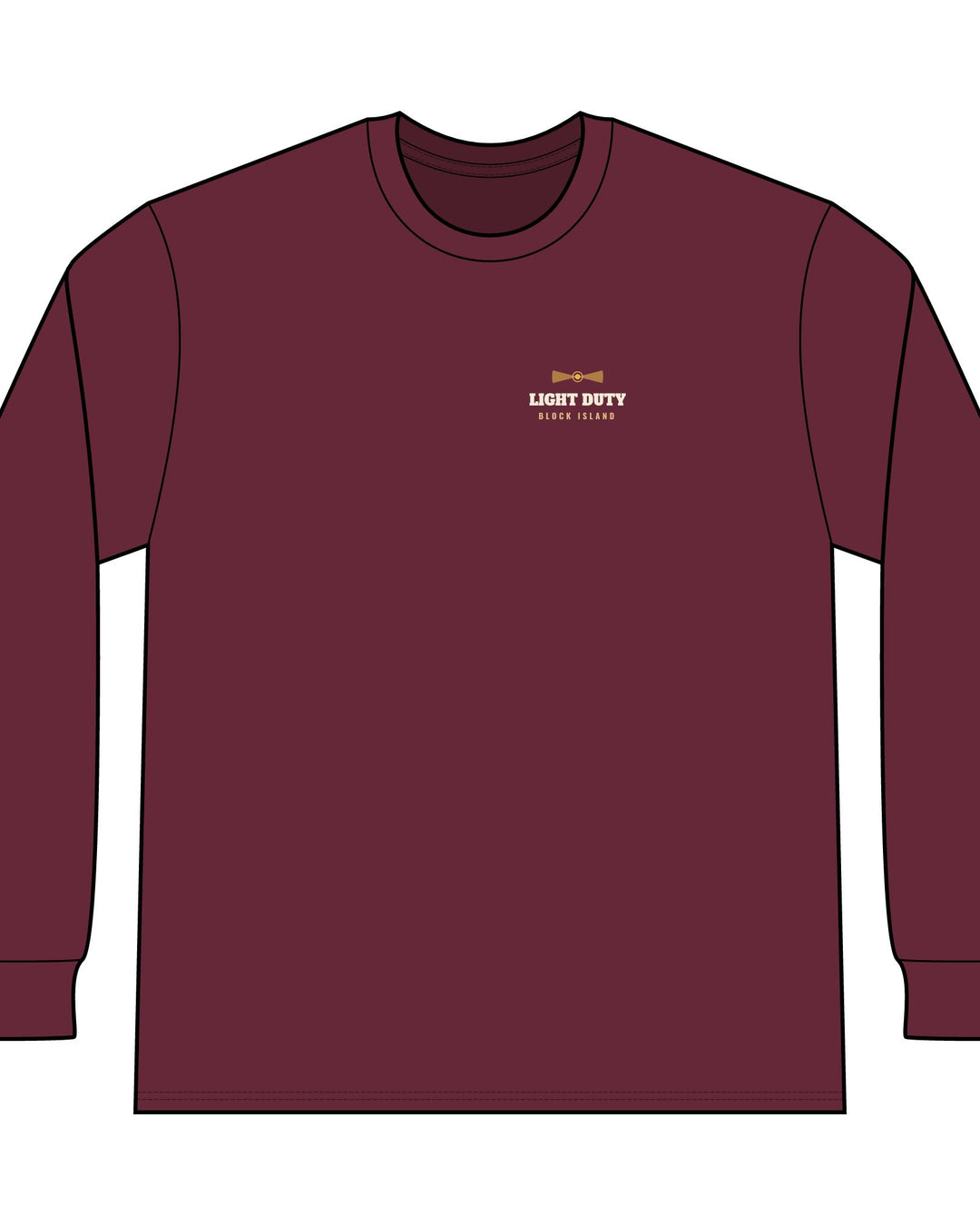 Light Duty Block Island lighthouses men's thermal long sleeve in Maroon - BlockBoundRI