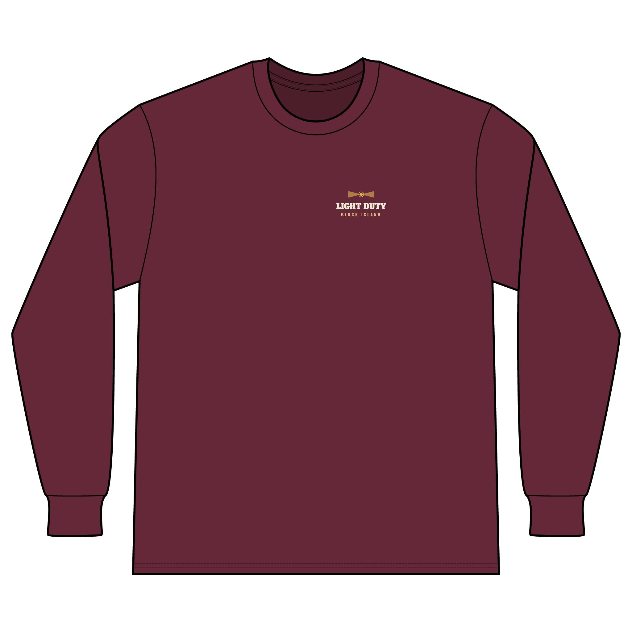 Light Duty Block Island lighthouses men's thermal long sleeve in Maroon - BlockBoundRI