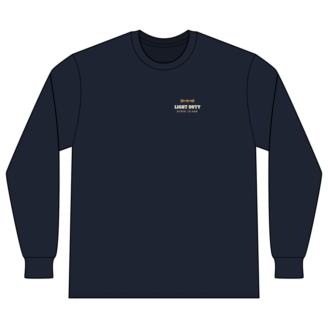 Light Duty Block Island lighthouses men's thermal long sleeve in Midnight Navy - BlockBoundRI