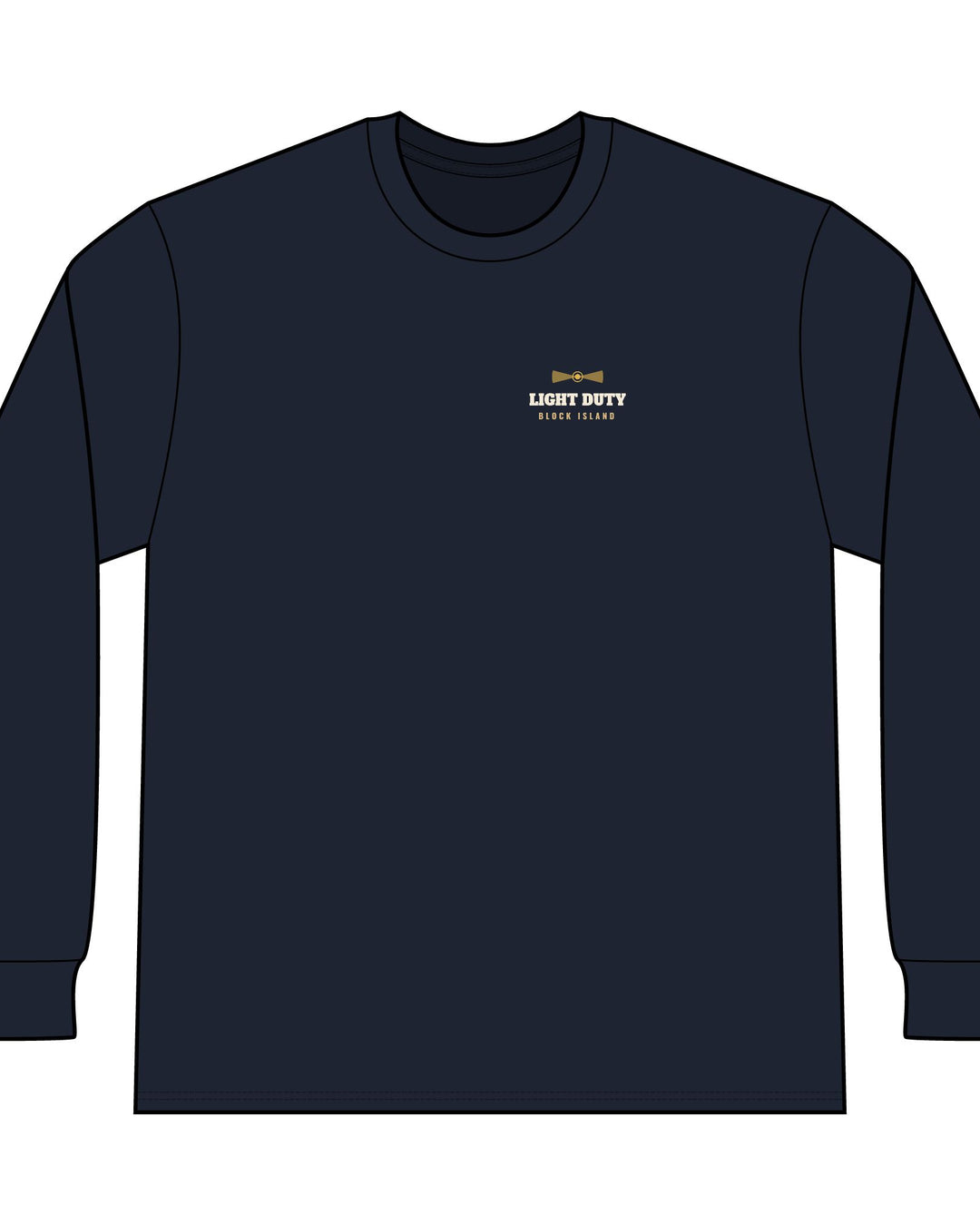 Light Duty Block Island lighthouses men's thermal long sleeve in Midnight Navy - BlockBoundRI