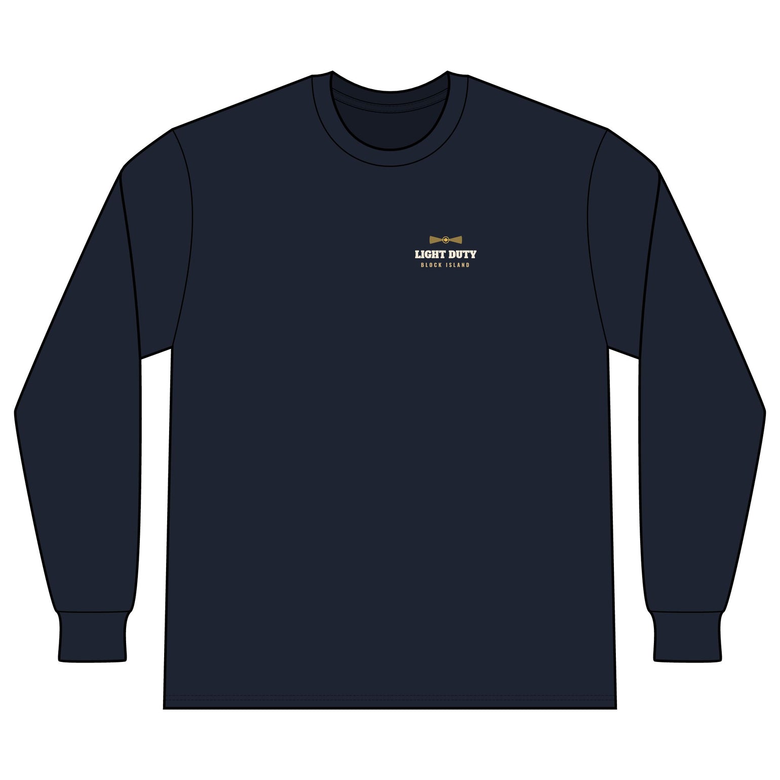 Light Duty Block Island lighthouses men's thermal long sleeve in Midnight Navy - BlockBoundRI