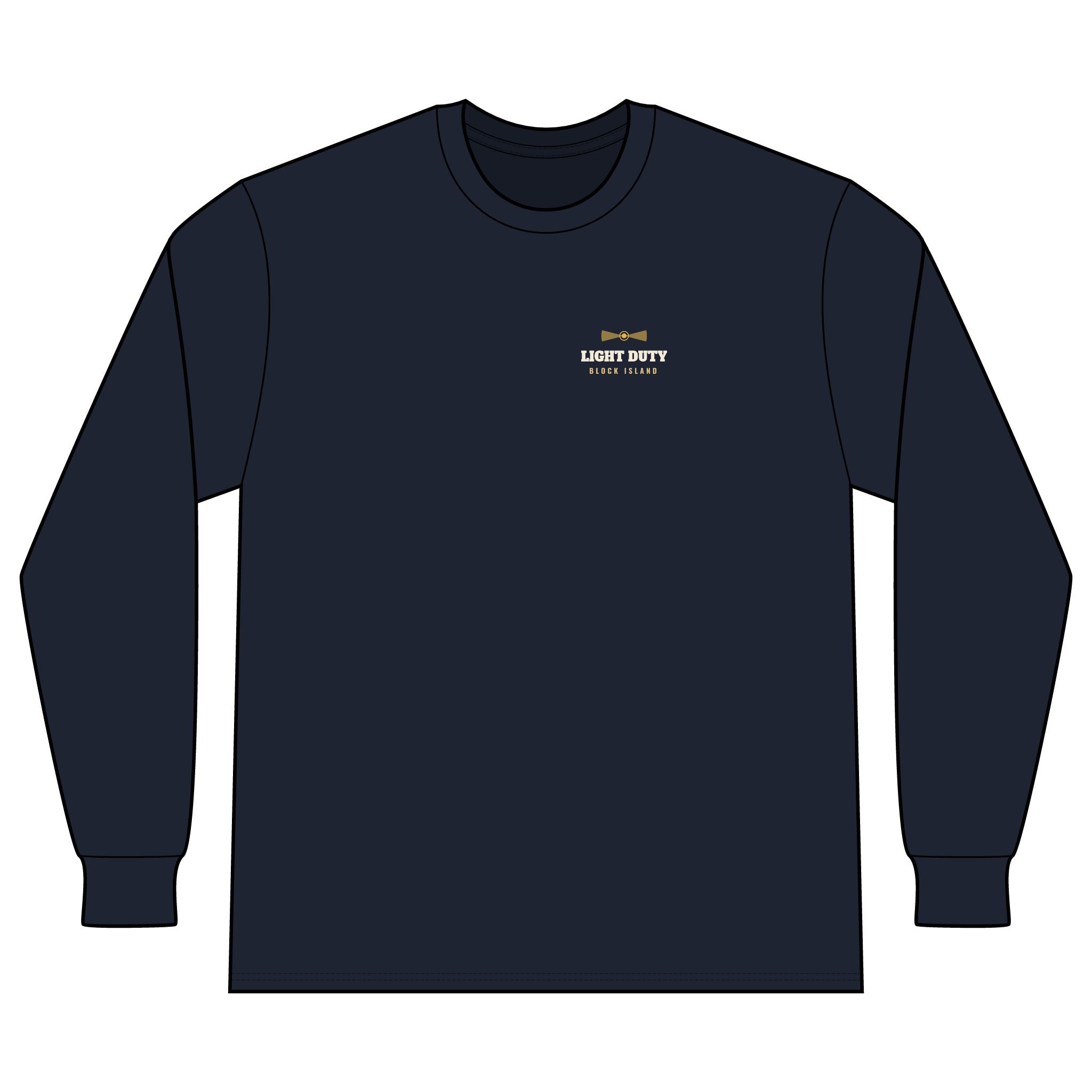 Light Duty Block Island lighthouses men's thermal long sleeve in Midnight Navy - BlockBoundRI