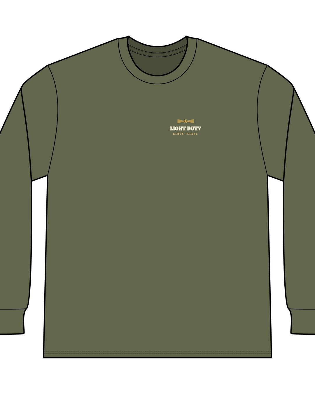 Light Duty Block Island lighthouses men's thermal long sleeve in Military Green - BlockBoundRI