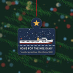Home for the Holidays ferry ornament: M/V BLOCK ISLAND with holiday lights and wreath, Block Island 2026 — view 3