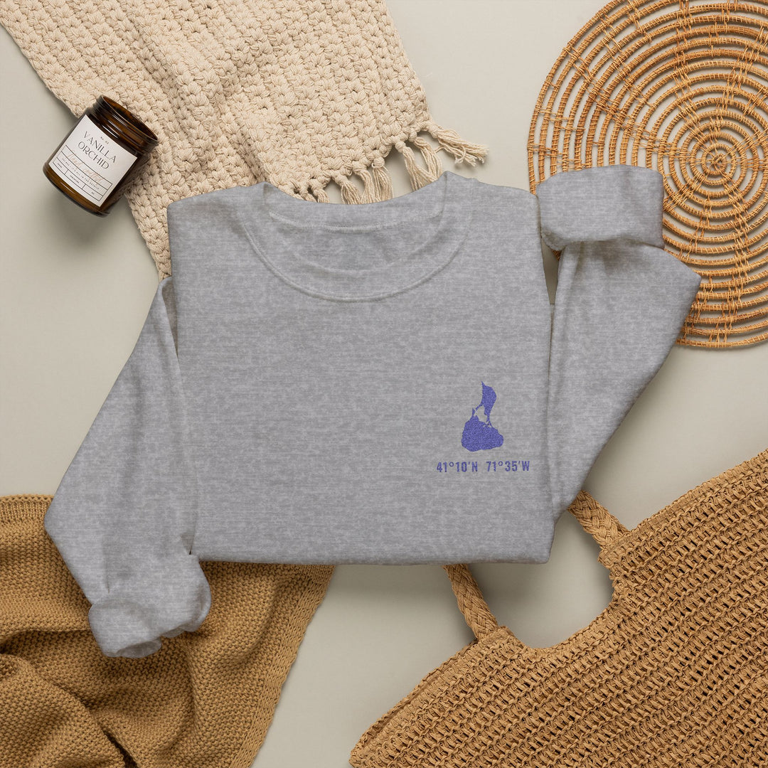 Block Island coordinates embroidered crewneck - view 19 - BlockBoundRI