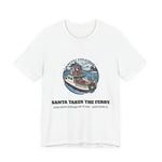Santa Takes the Ferry Block Island Christmas T-Shirt in White, BlockBoundRI