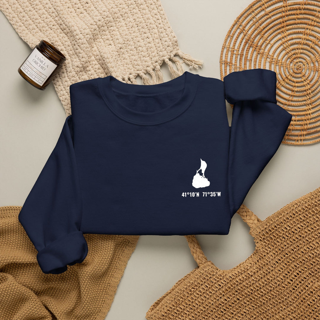 Block Island coordinates embroidered crewneck - view 28 - BlockBoundRI