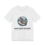 Santa Takes the Ferry Block Island Christmas T-Shirt in Ash, BlockBoundRI