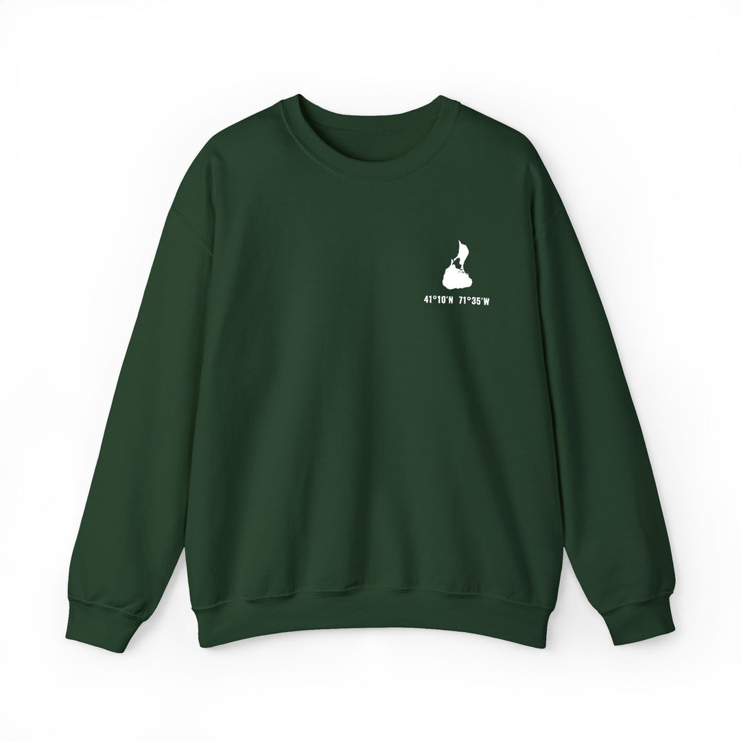 Block Island coordinates embroidered crewneck - view 5 - BlockBoundRI