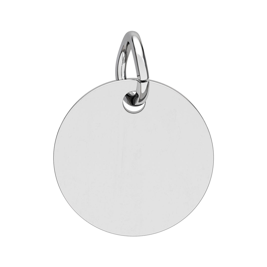 Round engraved Block Island charm with a cubic zirconia birthstone