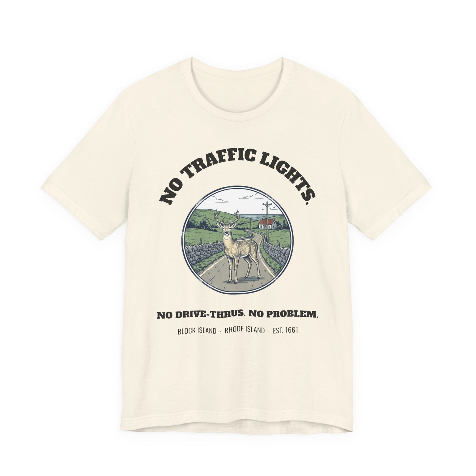 Block Island No Traffic Lights T-Shirt in Natural, BlockBoundRI