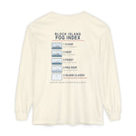 Block Island Fog Index long sleeve: five fog levels from Clear to Island Classic with ferry illustrations — view 5