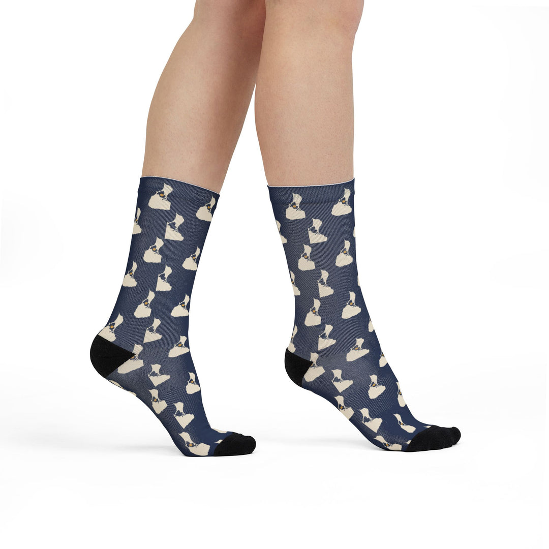 Block Island island-pattern crew socks - view 3 - BlockBoundRI