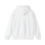 Back view of the white Rhode Island sweatshirt hoodie laid flat, showing the plain back and hood