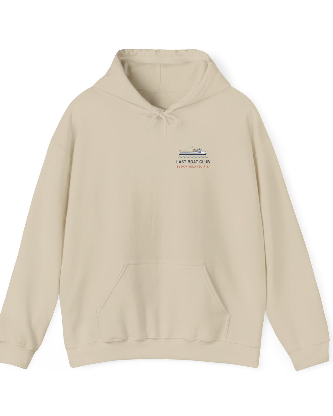 Last Boat Club hoodie: M/V BLOCK ISLAND ferry against a striped sunset, Block Island R.I. — view 2