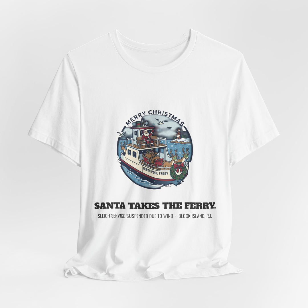 Santa Takes the Ferry Block Island Christmas T-Shirt by BlockBoundRI, photo 8