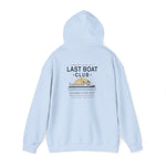 Last Boat Club hoodie: M/V BLOCK ISLAND ferry against a striped sunset, Block Island R.I. — view 45