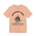 Southeast Light Lighthouse T-Shirt, Block Island in Heather Peach, BlockBoundRI