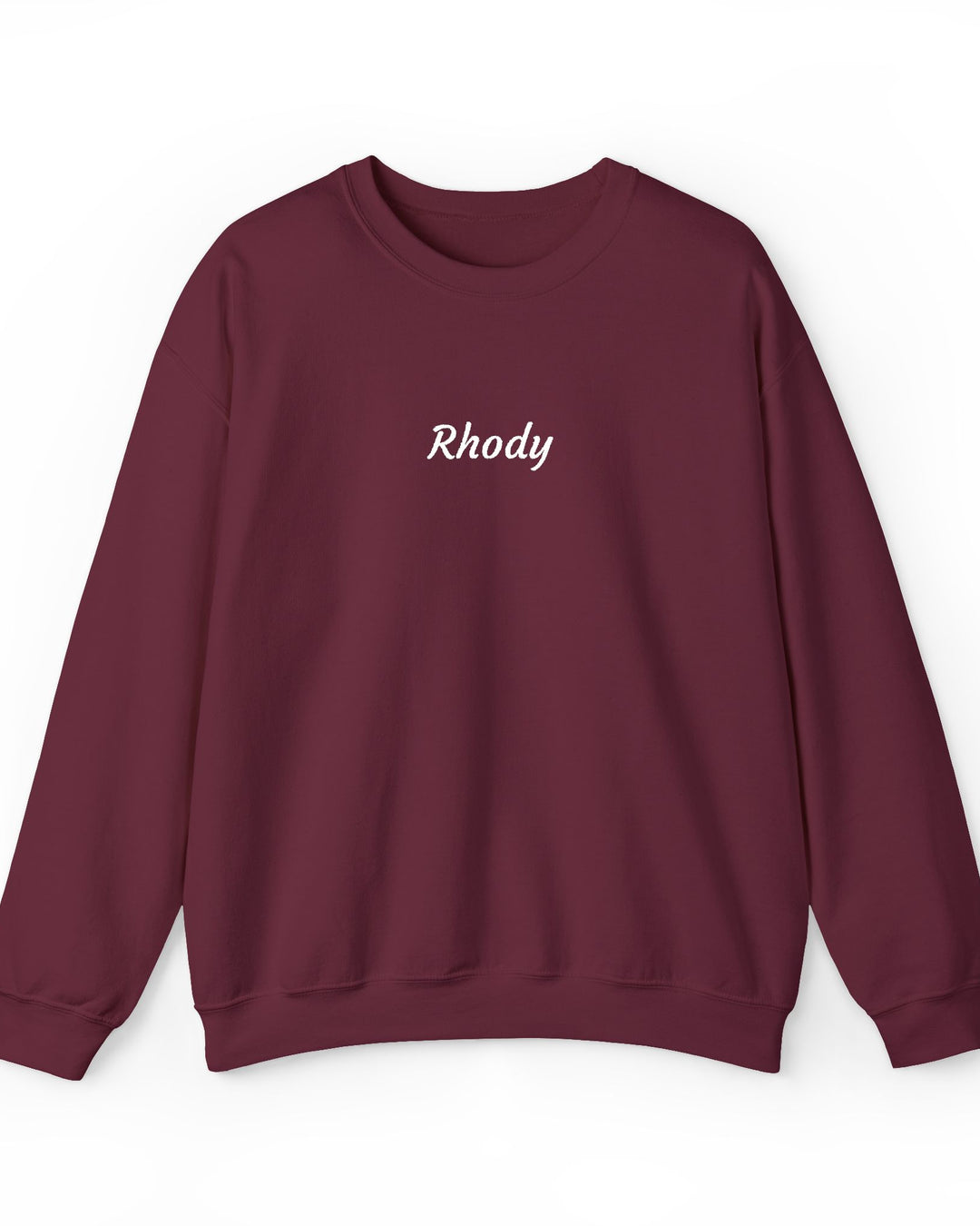 Rhody Embroidered Crewneck, Rhode Island Sweatshirt in Maroon, BlockBoundRI