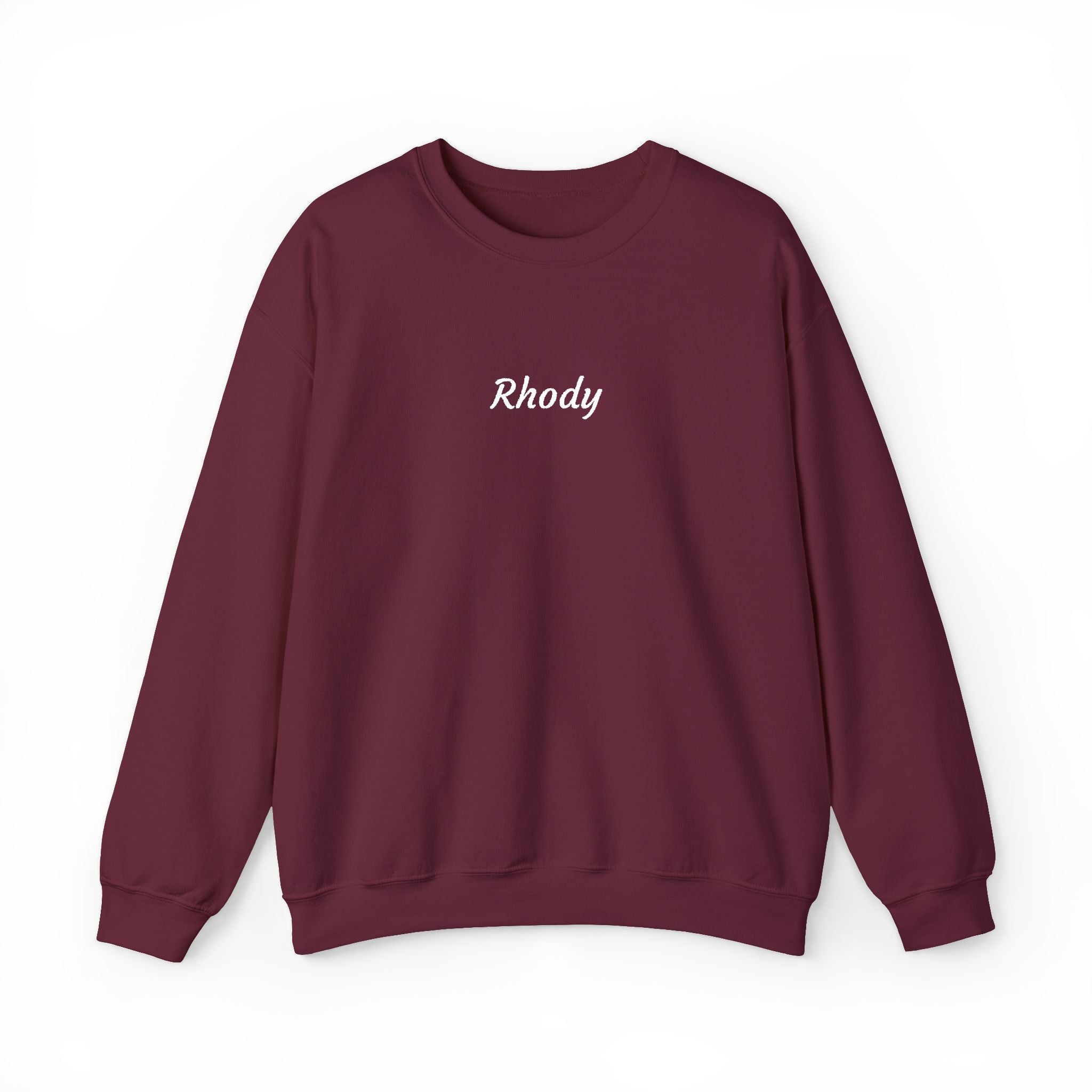 Rhody Embroidered Crewneck, Rhode Island Sweatshirt in Maroon, BlockBoundRI