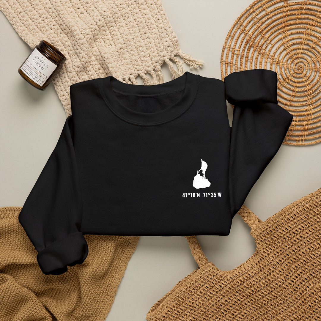 Block Island coordinates embroidered crewneck - view 13 - BlockBoundRI