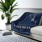 Block Island navy sherpa map blanket - view 8 - BlockBoundRI