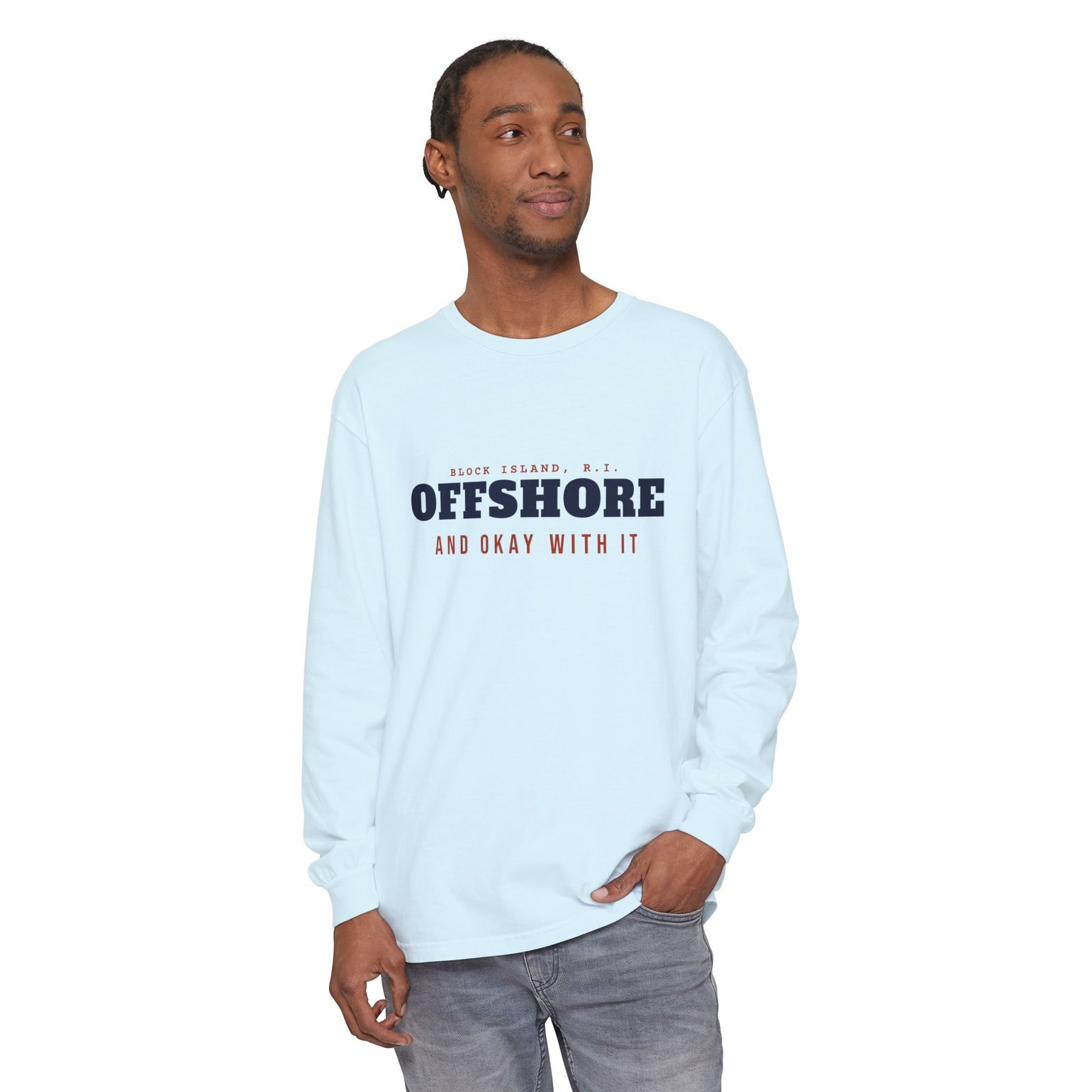 Offshore and Okay With It Block Island long sleeve tee, view 20 - BlockBoundRI