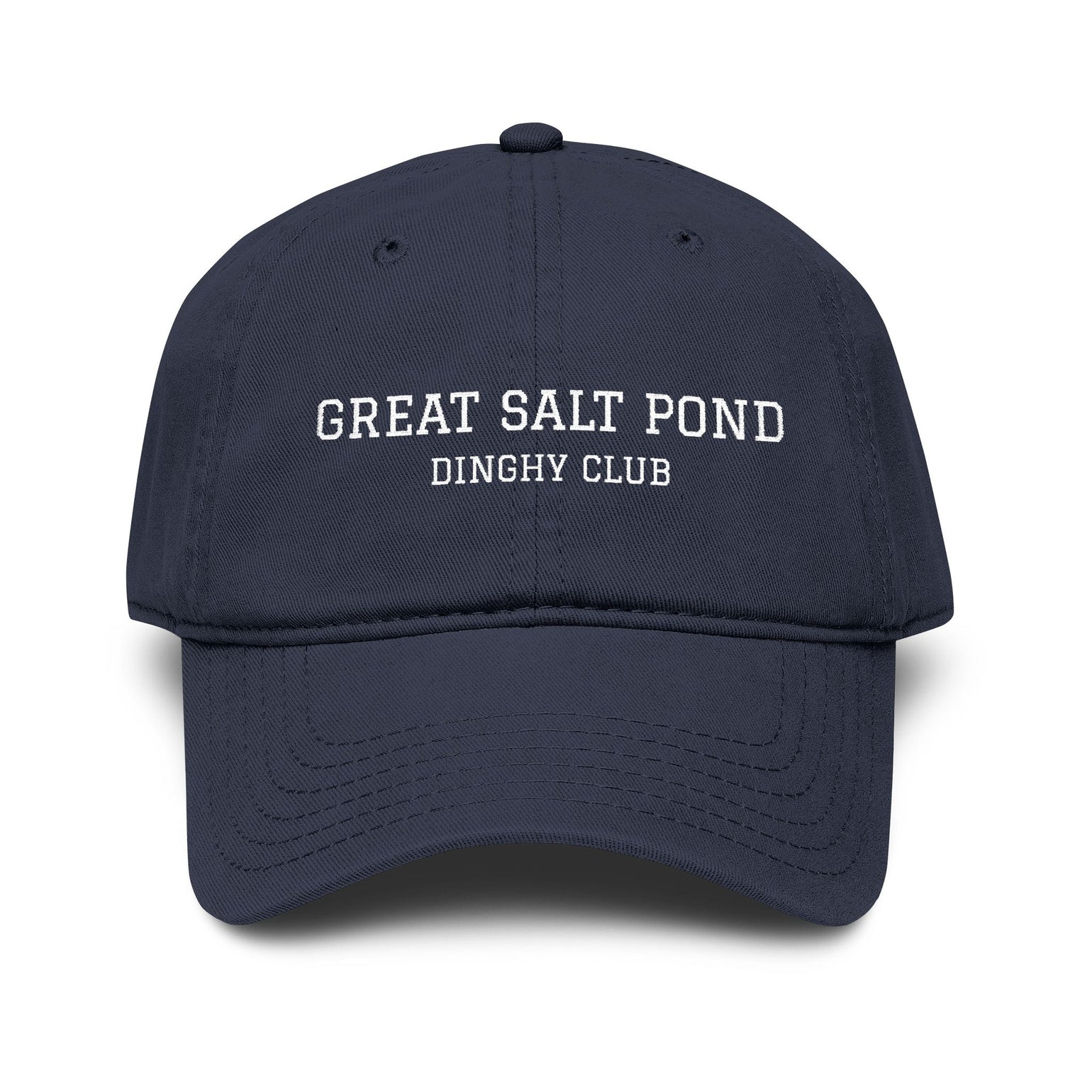 Great Salt Pond Dinghy Club Block Island embroidered dad hat in Navy - BlockBoundRI