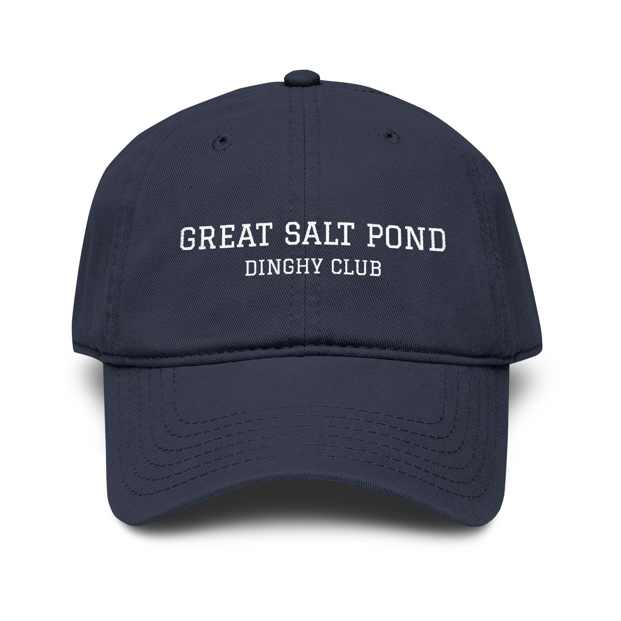 Great Salt Pond Dinghy Club Block Island embroidered dad hat in Navy - BlockBoundRI