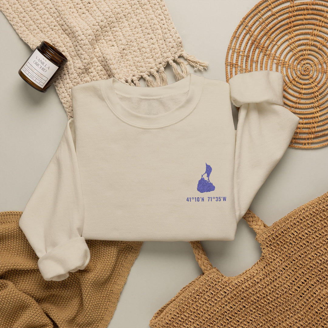 Block Island coordinates embroidered crewneck - view 16 - BlockBoundRI