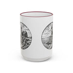 Southeast Light Mug, Block Island Lighthouse in Maroon, BlockBoundRI