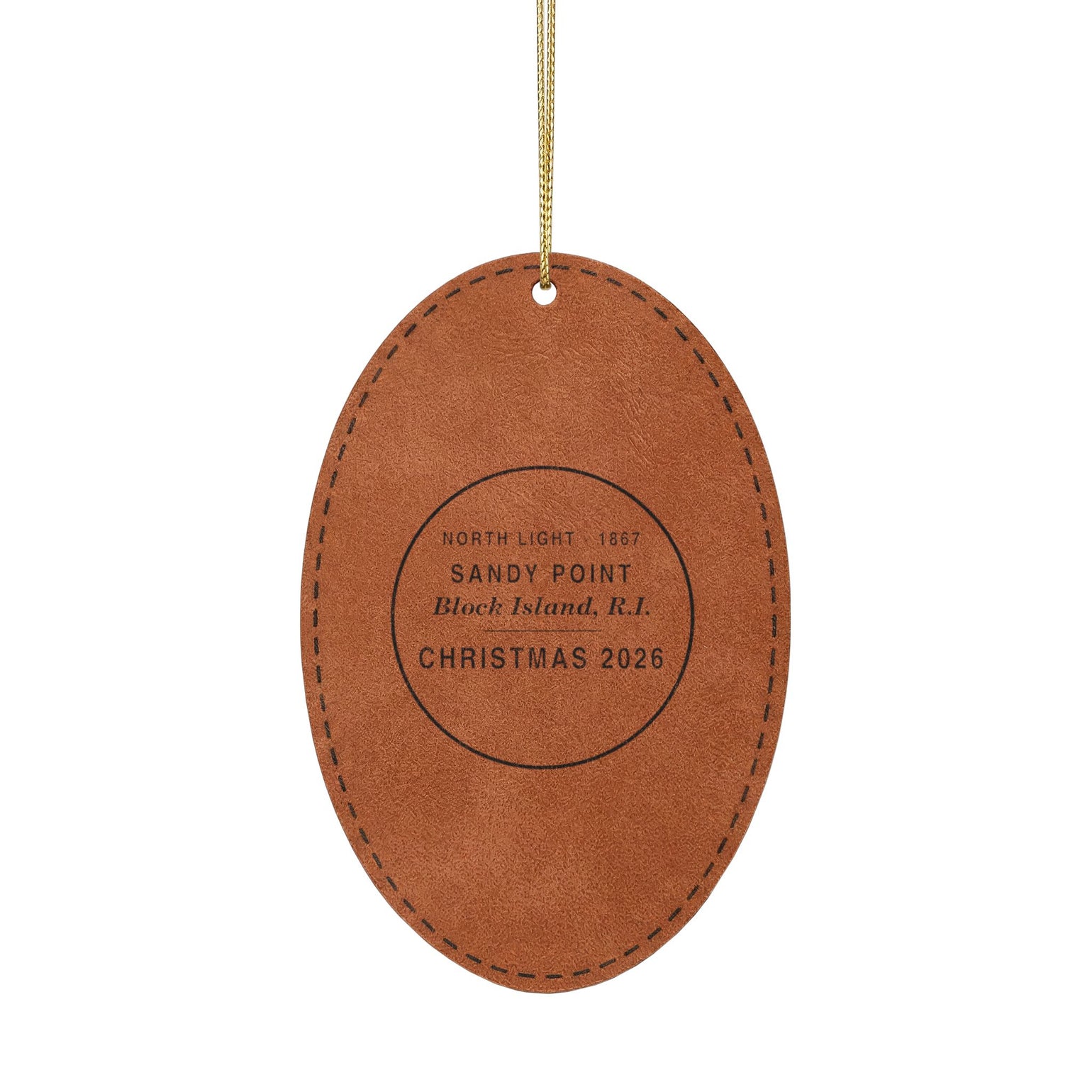 North Light Engraved Leatherette Ornament — Block Island's Original Christmas Light