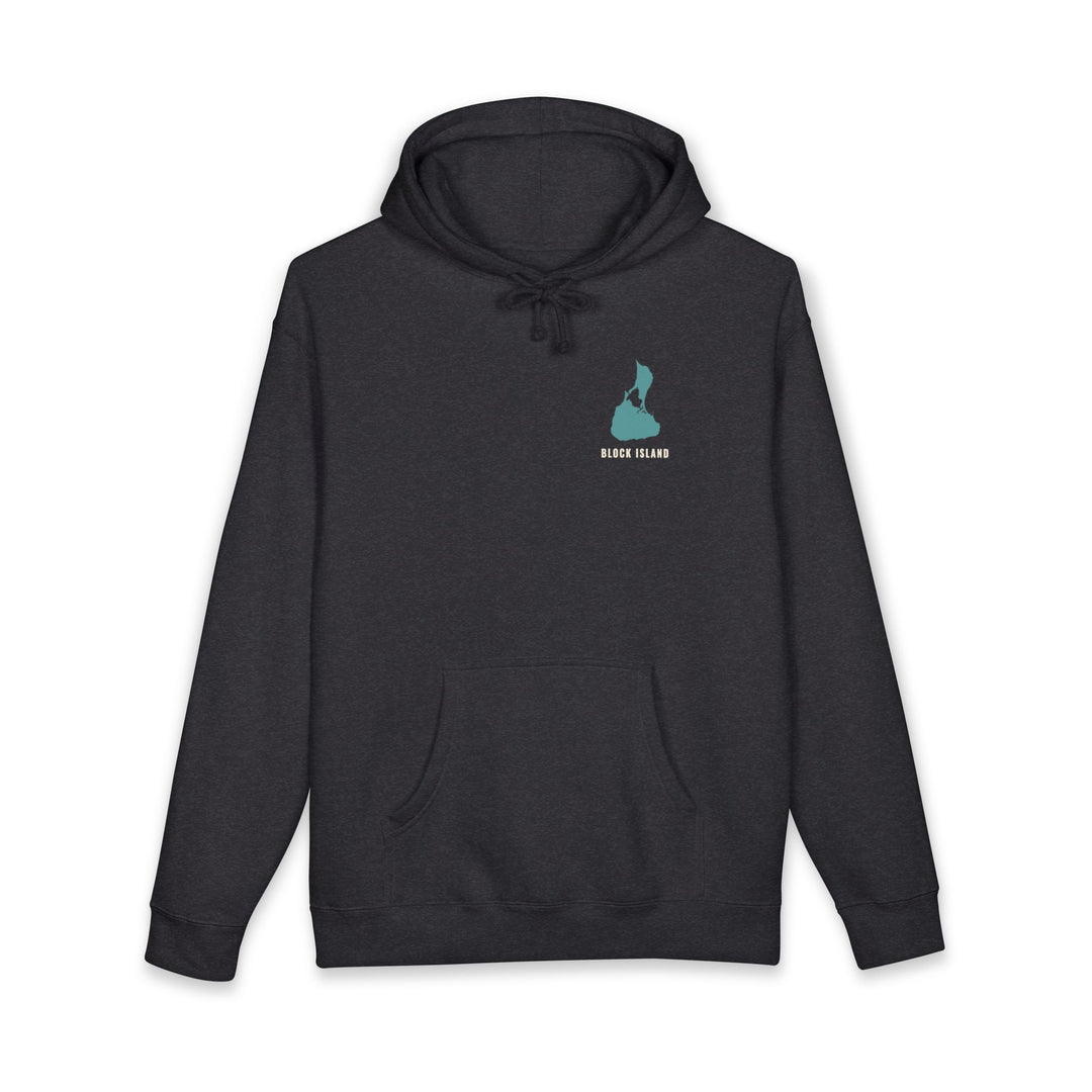 Mainland? Never Heard of Her Block Island heavyweight hoodie in Charcoal Heather - BlockBoundRI
