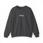 Rhody Embroidered Crewneck, Rhode Island Sweatshirt in Dark Heather, BlockBoundRI