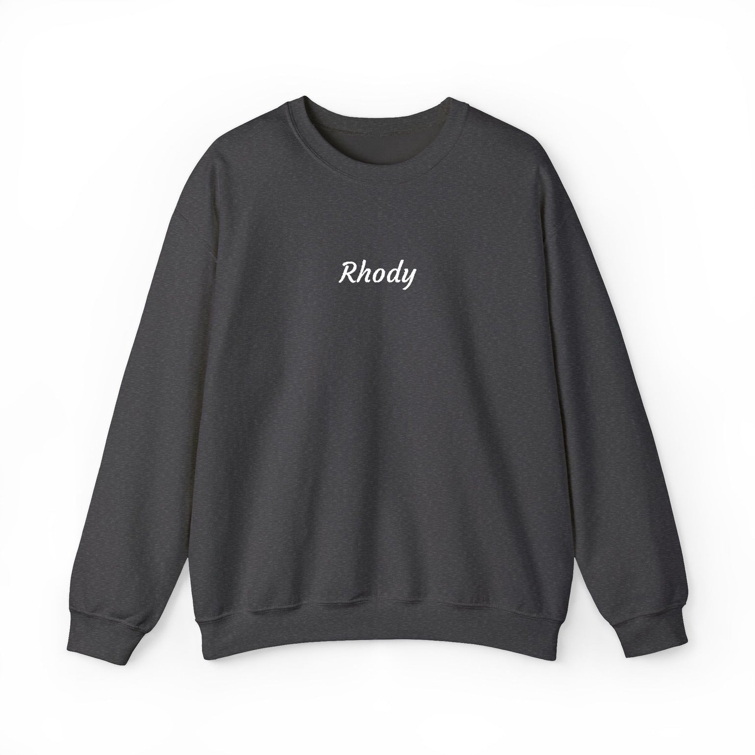 Rhody Embroidered Crewneck, Rhode Island Sweatshirt in Dark Heather, BlockBoundRI